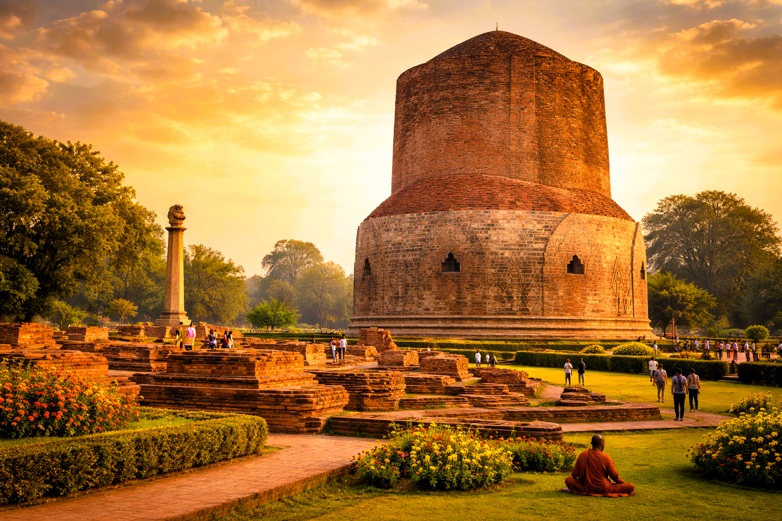 Dhamek Stupa in Sarnath where Buddha gave his first sermon