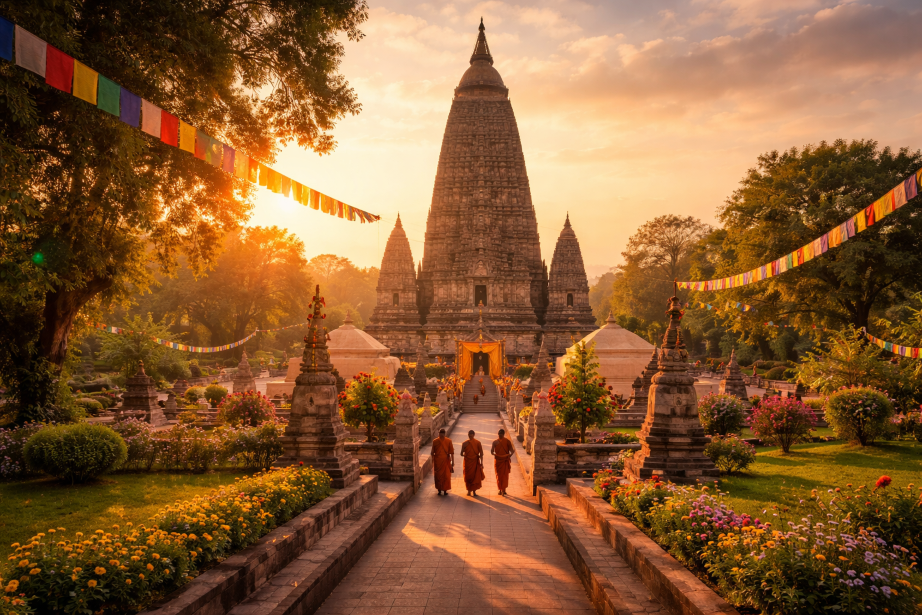 Mahabodhi Temple in Bodh Gaya where Buddha attained enlightenment