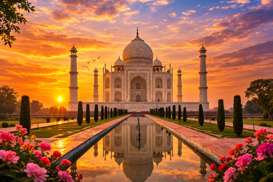 Taj Mahal sunrise view in Agra India – UNESCO World Heritage Site